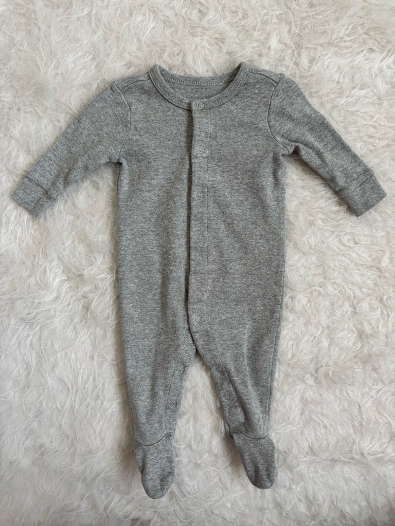 Primary Baby Gender Neutral Gray Heather Footed Snap Pajamas